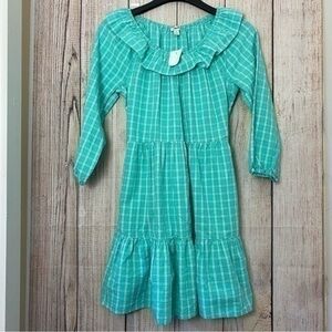 NWT J Crew womens ruffleneck mini dress Variscite Radiant Aqua size 6